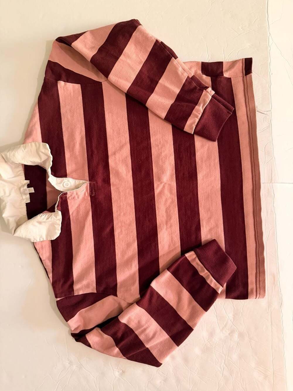 Riley & James Pink and Burgundy Striped Long Sleeve Rugby Shirt